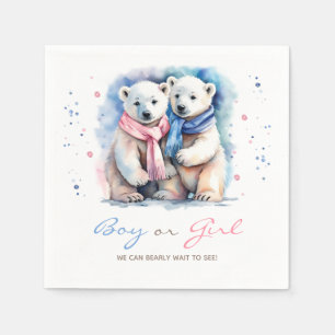 Cub Bear Polar Bear Winter Fall Gender Reveal  Napkin