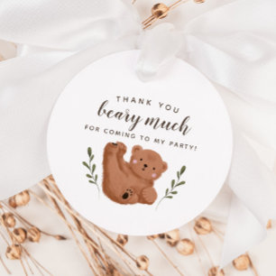 Cub Bear Thank You Beary Much Boy Birthday Favour Tags