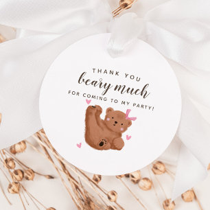 Cub Bear Thank You Beary Much Girl Birthday  Favour Tags