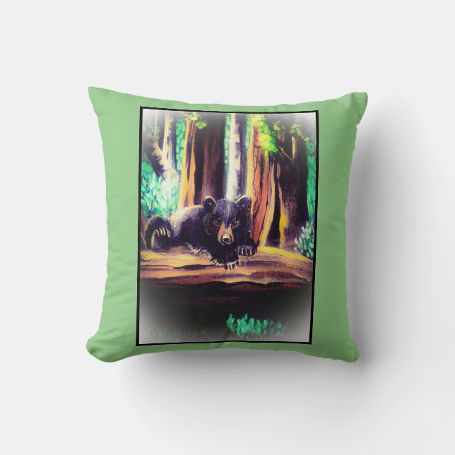 Cub Climbing Bear Pillow (Front)