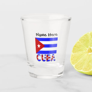 Cuba and Cuban Flag Light Blue with Your Name Shot Glass
