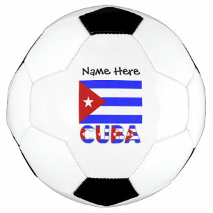 Cuba and Cuban Flag Light Blue with Your Name Socc Football