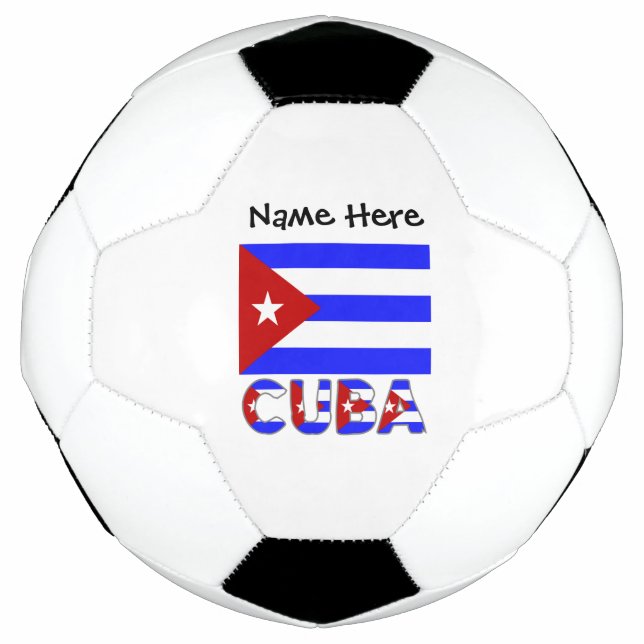 Cuba and Cuban Flag Light Blue with Your Name Socc Football (Front)