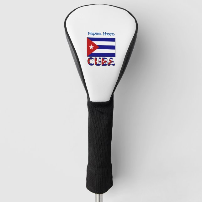 Cuba and Dark Blue Cuban Flag Blue Personalisation Golf Head Cover (Front)
