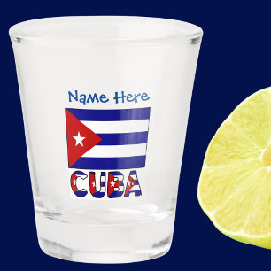 Cuba and Dark Blue Cuban Flag Blue Personalisation Shot Glass