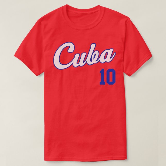 Cuba Baseball  Remera Beisbol Cuban Jersey 10  T-Shirt (Design Front)