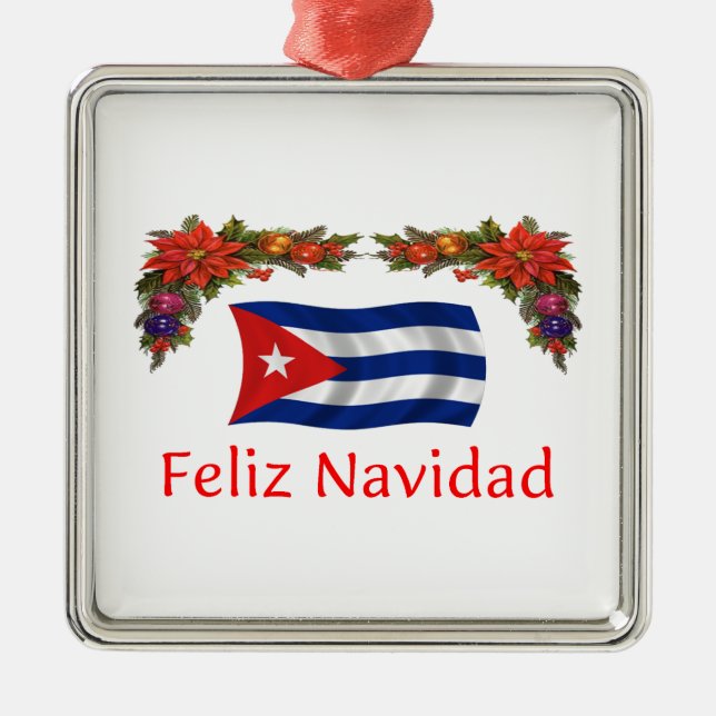 Cuba Christmas Metal Tree Decoration (Front)