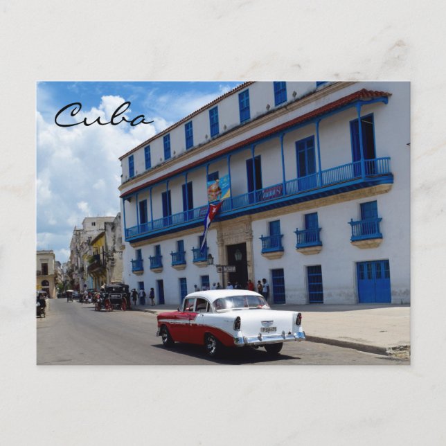 Cuba Classic Car Colorful Architecture Postcard (Front)