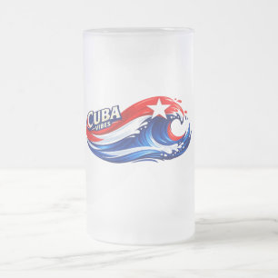 cuba classic colourful frosted glass beer mug