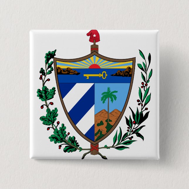 Cuba Coat of arms CU 15 Cm Square Badge (Front)