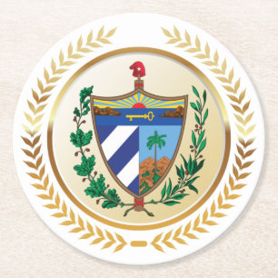 Cuba Coat of Arms Round Paper Coaster