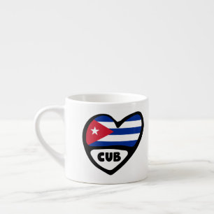 Cuba Country Code Flag Heart, CUB Espresso Cup