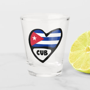 Cuba Country Code Flag Heart, CUB Shot Glass