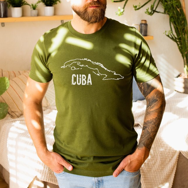 Cuba Country Map Cuban National Border Outline T-Shirt (Creator Uploaded)