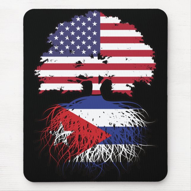 Cuba Cuban American USA Tree Roots Flag Mouse Mat (Front)