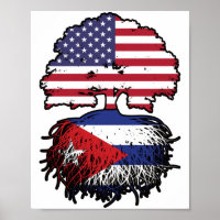 Cuba Cuban American USA Tree Roots Flag