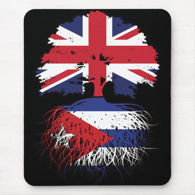 Cuba Cuban British UK Tree Roots Flag Mouse Mat (Front)