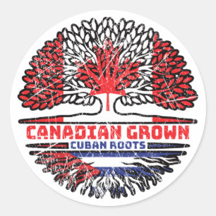 Cuba Cuban Canadian Canada Tree Roots Flag Classic Round Sticker