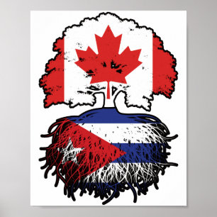 Cuba Cuban Canadian Canada Tree Roots Flag Poster