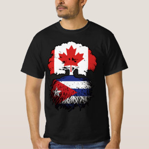 Cuba Cuban Canadian Canada Tree Roots Flag T-Shirt
