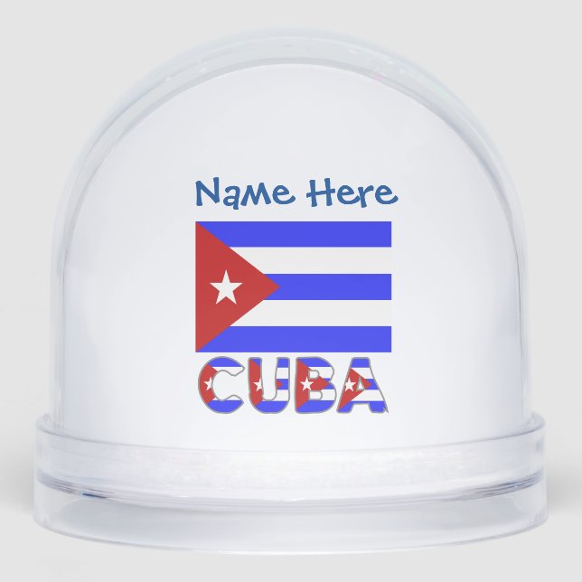 Cuba Cuban Flag Light Stripes Blue Personalised  Snowglobe (Front)