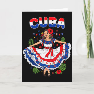 Cuba Cuban Girl Traditional Dress Trocal Flowers  Card