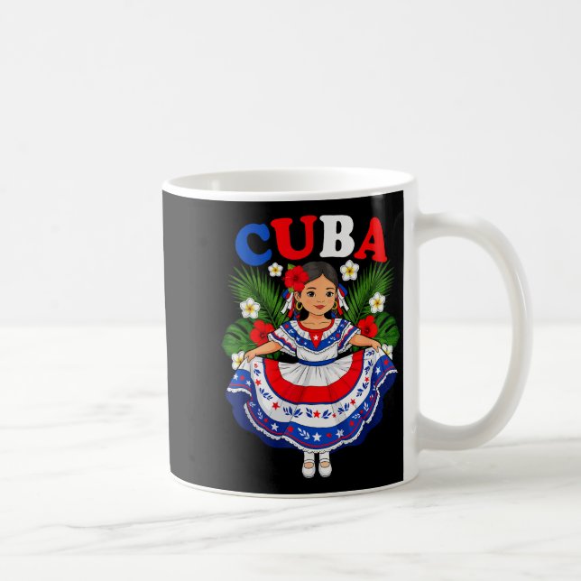 Cuba Cuban Girl Traditional Dress Trocal Flowers  Coffee Mug (Right)