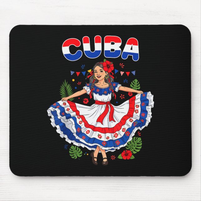 Cuba Cuban Girl Traditional Dress Trocal Flowers  Mouse Mat (Front)