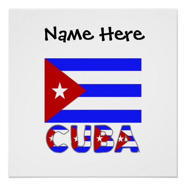 Cuba Cuban Light Blue Flag Personalised  Poster (Front)