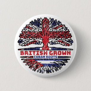 Cuba Cuban Uk United Kingdom British Tree Roots 6 Cm Round Badge