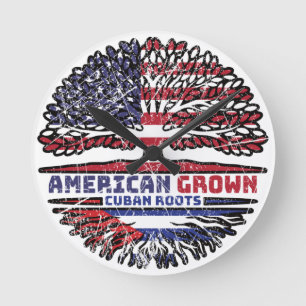 Cuba Cuban US American USA United States Tree Round Clock