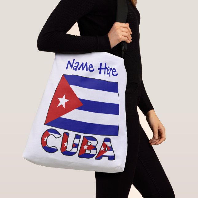 Cuba Dark Blue Cuban Flag Blue Personalised  Crossbody Bag (Close Up)