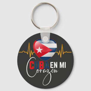Cuba en Mi corazon Caribbean Cubano Cubana  Key Ring