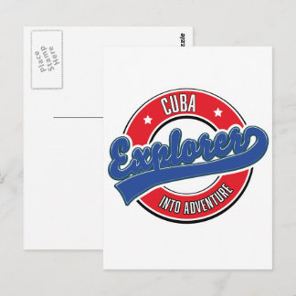 Cuba explorer into adventure logo postcard