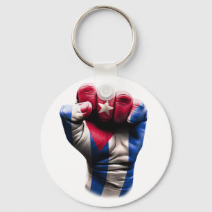 Cuba Fist Flag Key Ring
