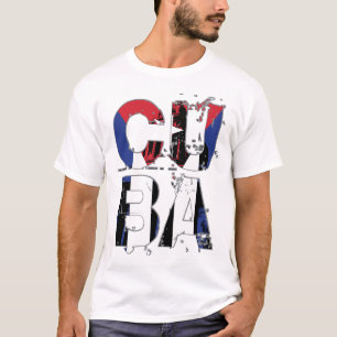 Cuba Flag Abstract Text Graphic White T-Shirt