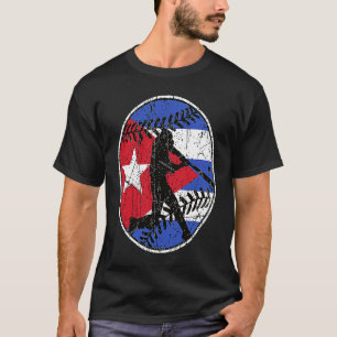 Cuba Flag Baseball Hitter Cuban Baseball Fan Cuban T-Shirt
