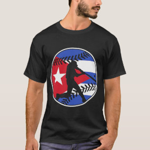 Cuba Flag Baseball Hitter Cuban Flag T-Shirt