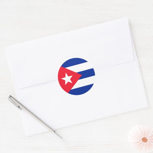 Cuba flag classic round sticker (Envelope)