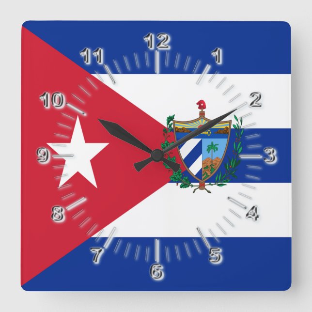 Cuba flag-coat of arms    square wall clock (Front)