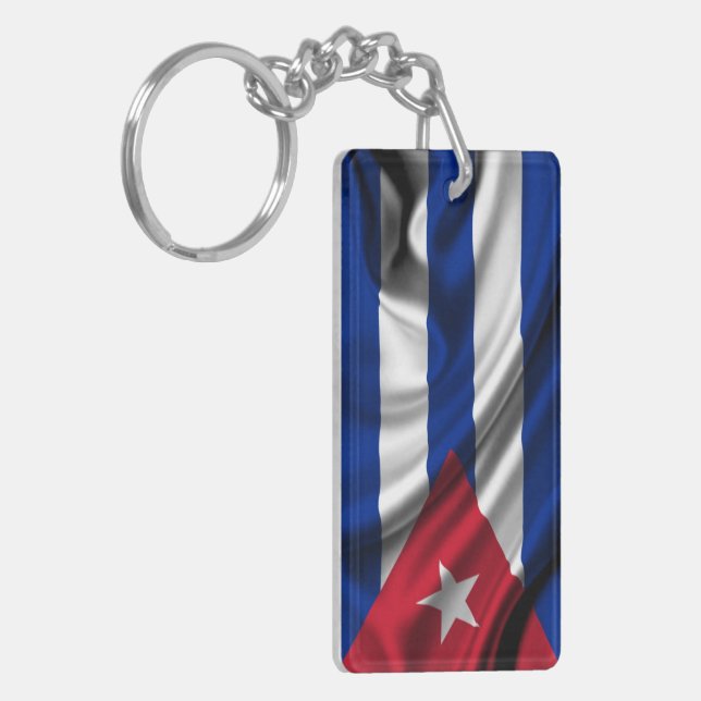 Cuba Flag Fabric Key Ring (Front Left)