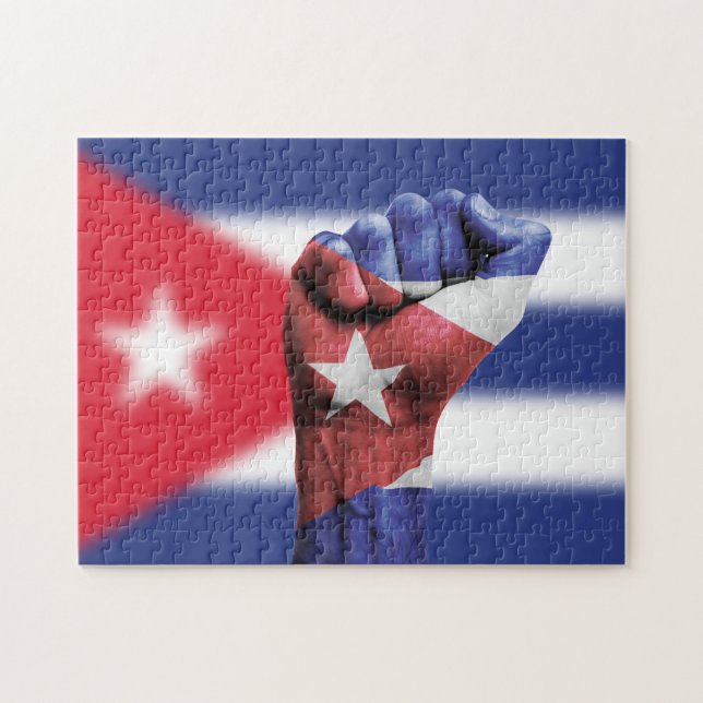 Cuba Flag Fist Jigsaw Puzzle (Horizontal)