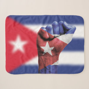 Cuba Flag Fist Sherpa Blanket