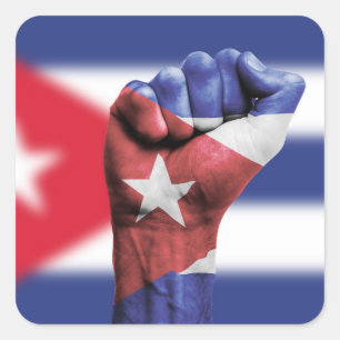 Cuba Flag Fist Square Sticker