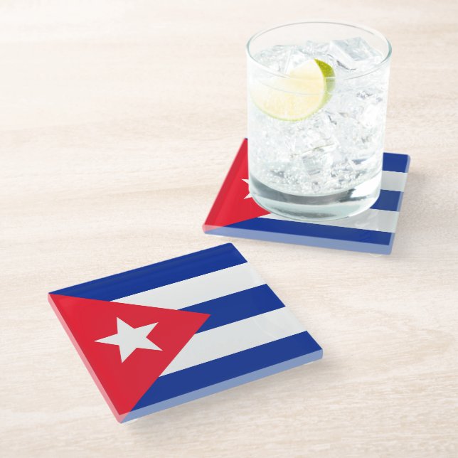 Cuba flag glass coaster (Angled)