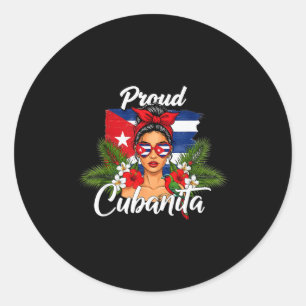 Cuba Flag Hispanic Heritage Month Cubanita Messy B Classic Round Sticker