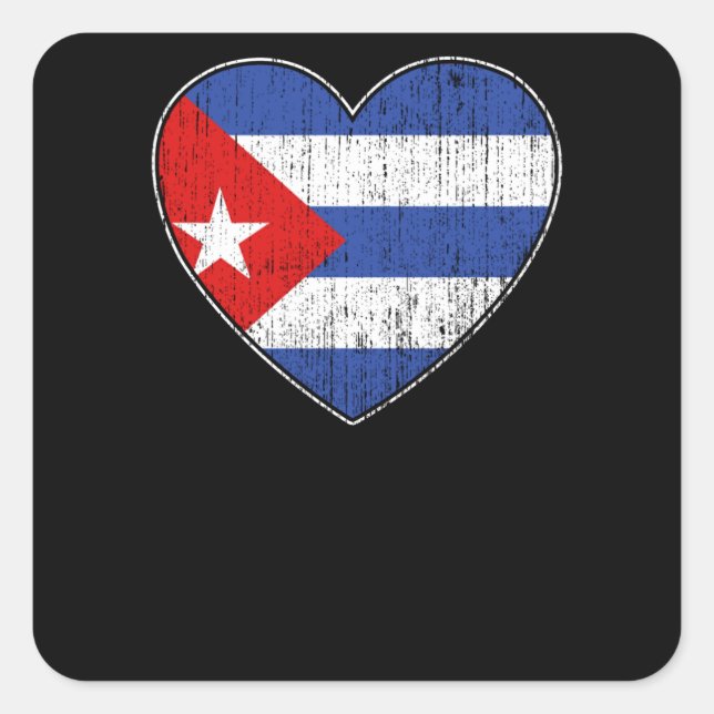 Cuba Flag Love Heart Cuban Square Sticker (Front)