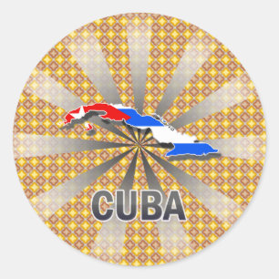 Cuba Flag Map 2.0 Classic Round Sticker