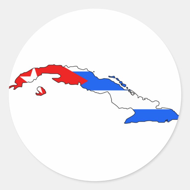 Cuba flag map classic round sticker (Front)