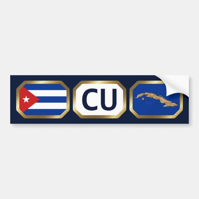 Cuba Flag Map Code Bumper Sticker (Front)
